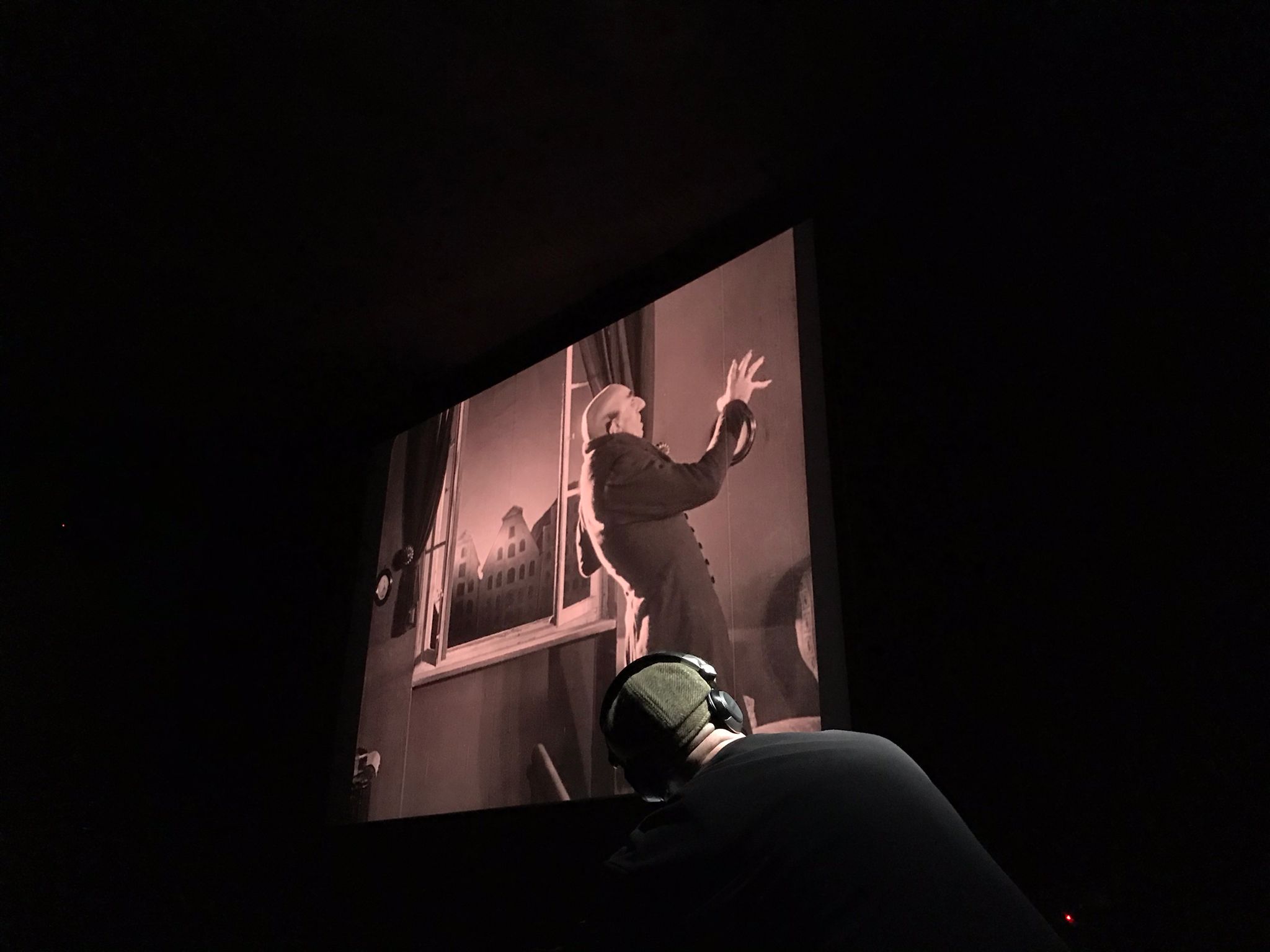 Immersive audiovisual performance projected above a spectator